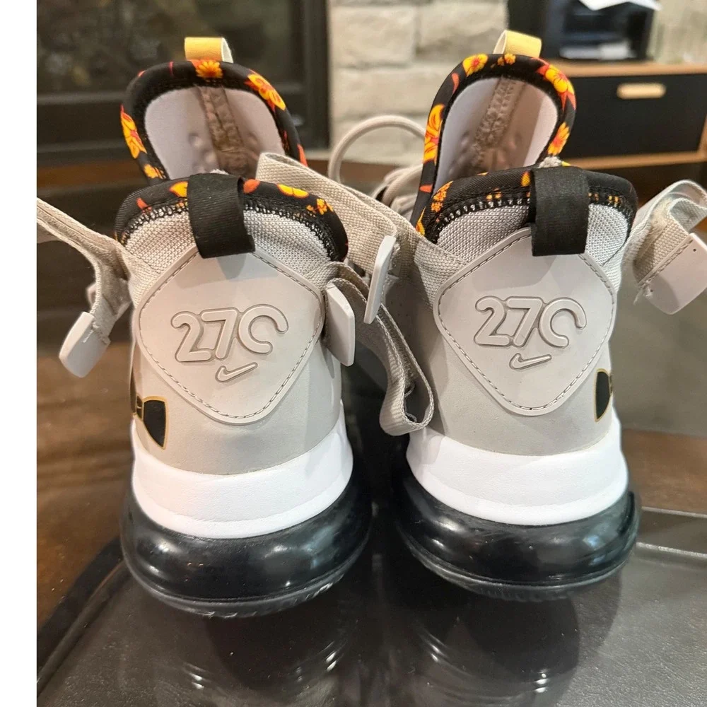 Nike Air Edge 270 Men's Size 11 Gray Gold Floral High Top Sneakers Shoes